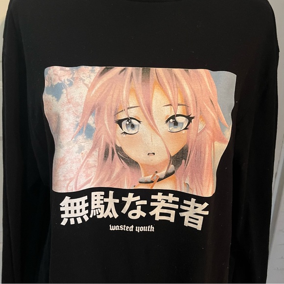 Forever21 Wasted Youth Anime Girl Long Sleeve Tee - Picture 3 of 4